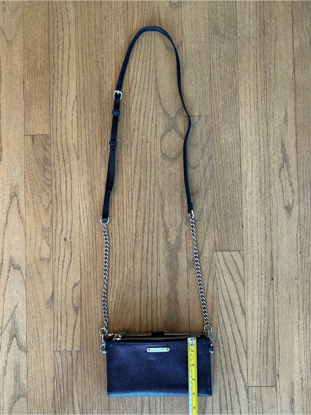 Rebecca Minkoff Crossbody Bag / Wallet Black with Silver Tone Chain Strap - Picture 10 of 12